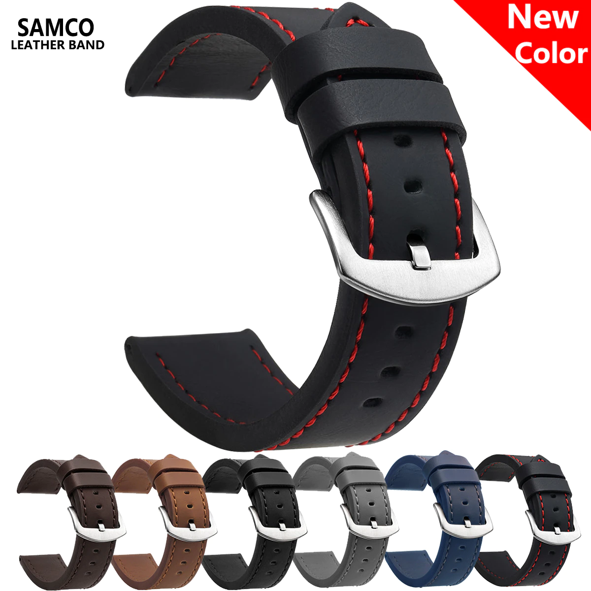 Uhrenarmband Leder diverse Farben 18mm/20mm/22mm/24mm – Bild 4